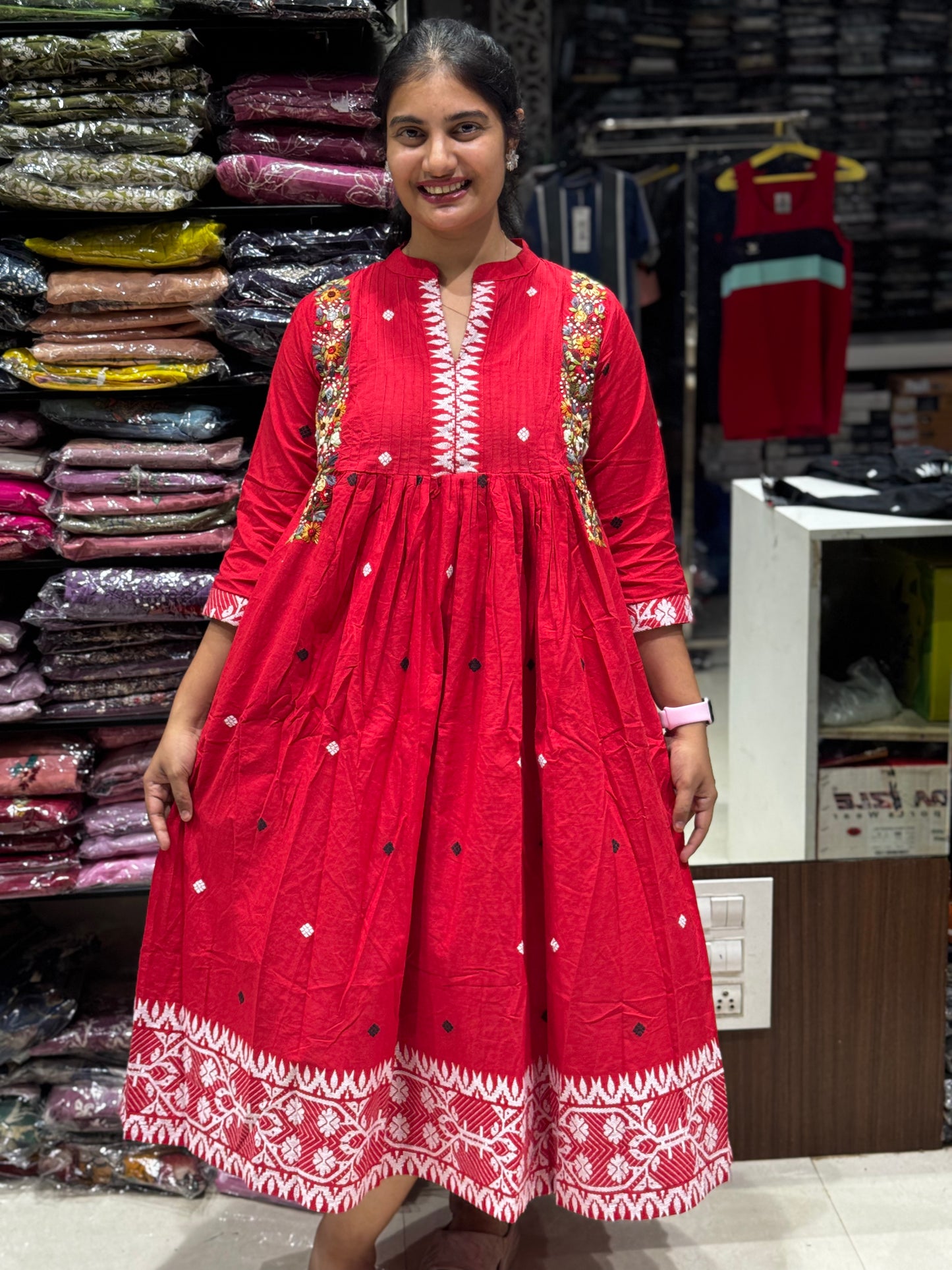 F57 JAMDANI GOWNS JACCAQAD WEAVING