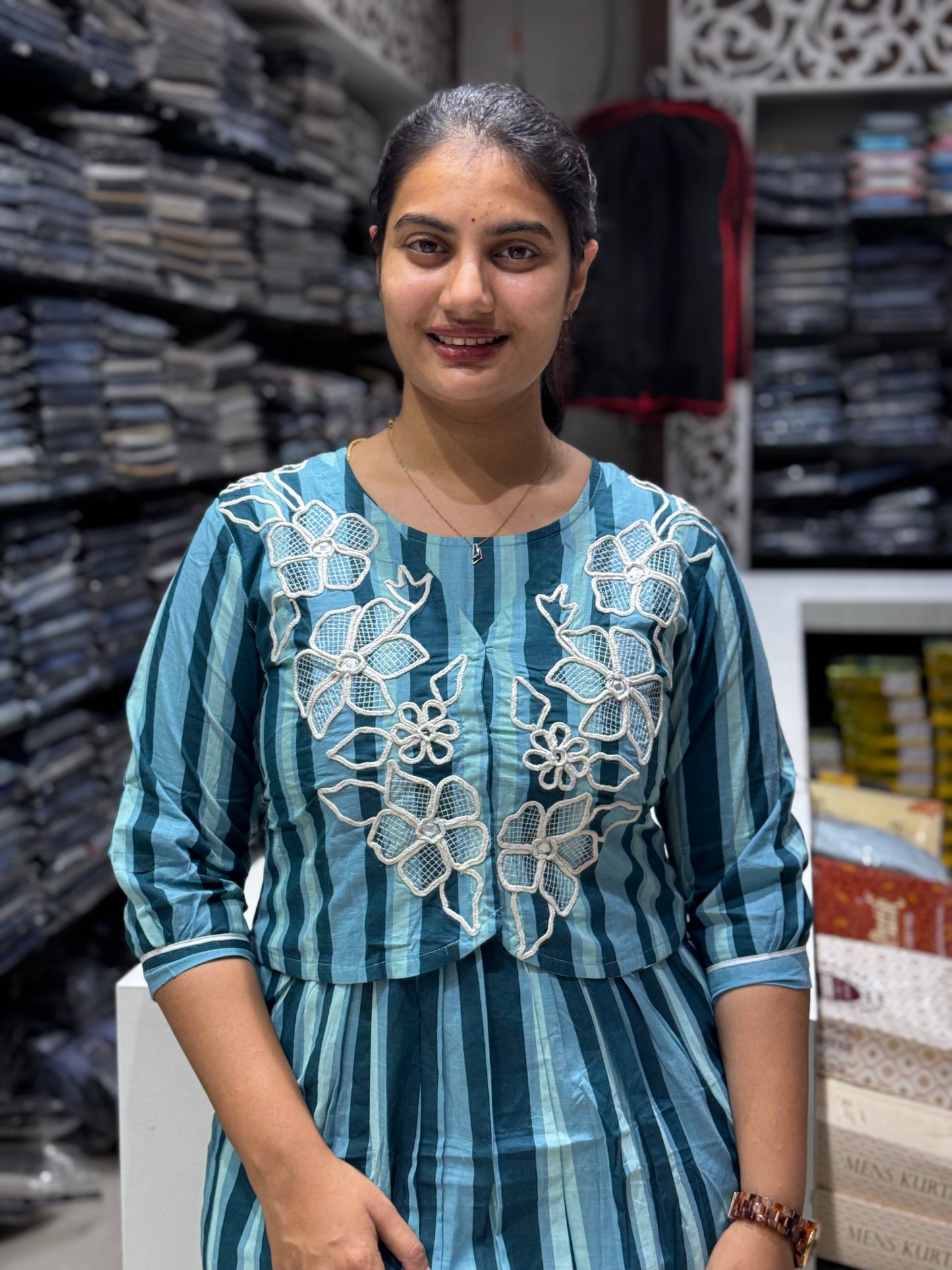 F62 STRIPES BLUE GOWN WITH JACKET