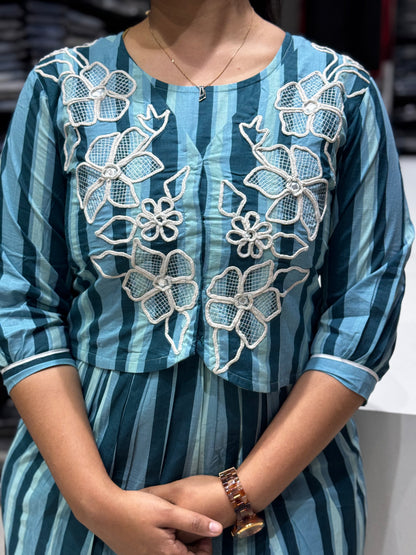 F62 STRIPES BLUE GOWN WITH JACKET