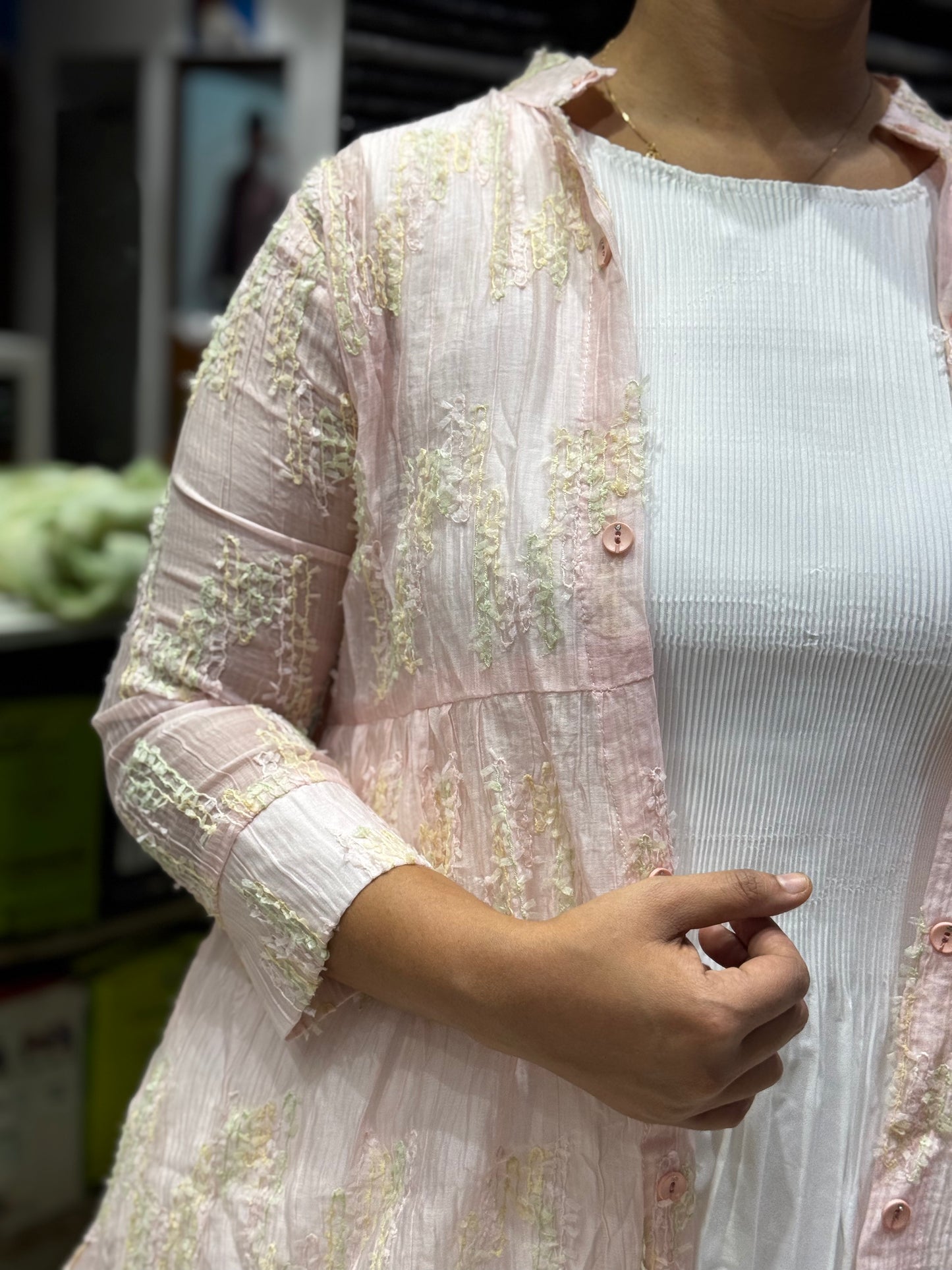 F65 IMPORTED FABRIC JACKET STYLE GOWN M&L