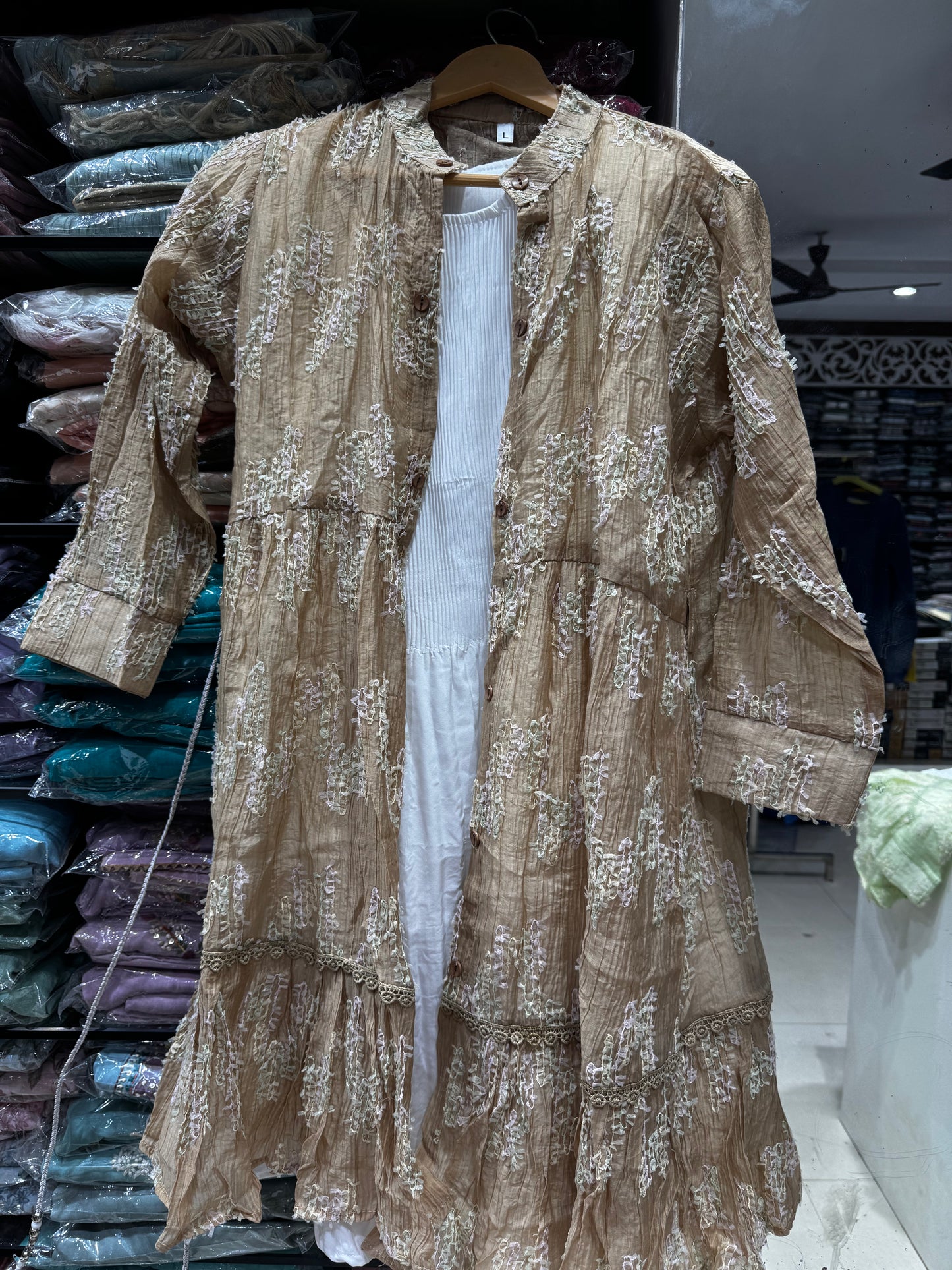 F65 IMPORTED FABRIC JACKET STYLE GOWN M&L