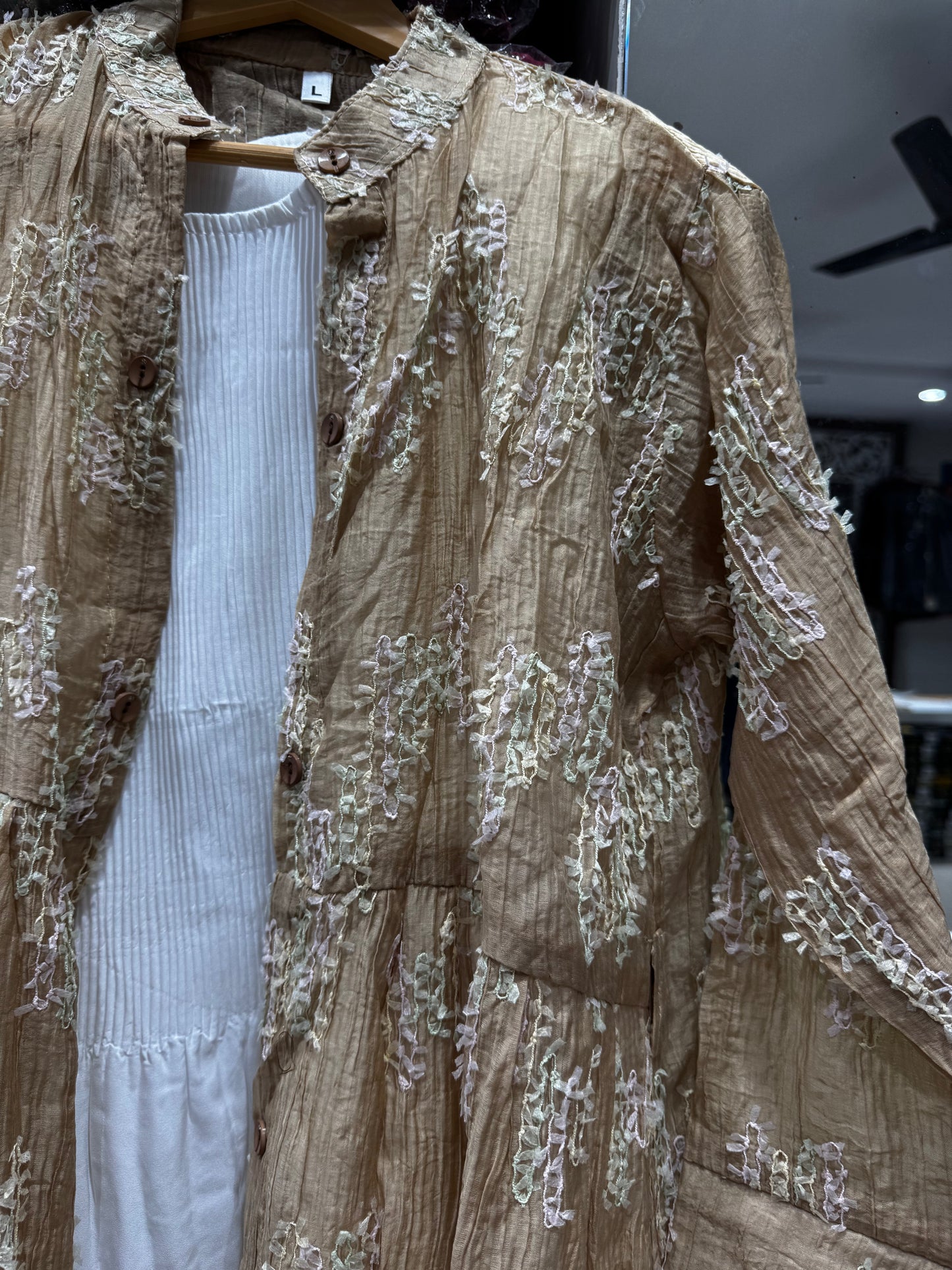 F65 IMPORTED FABRIC JACKET STYLE GOWN M&L