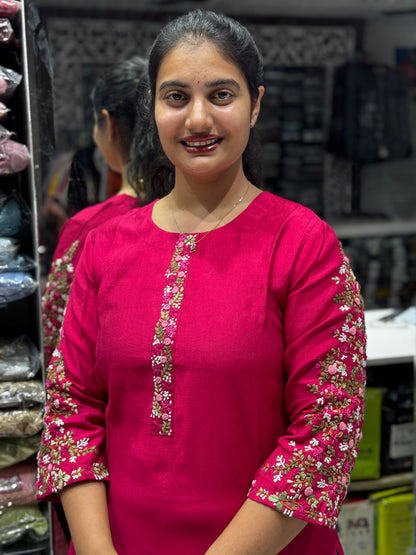K24 HANDWORK ROUND NECK KURTI