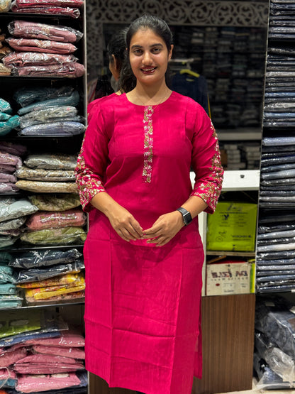 K24 HANDWORK ROUND NECK KURTI