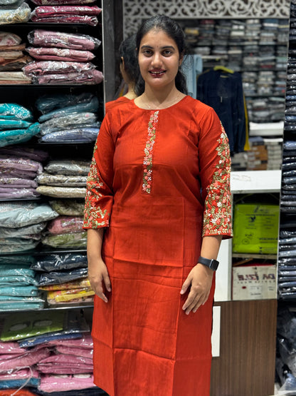 K24 HANDWORK ROUND NECK KURTI