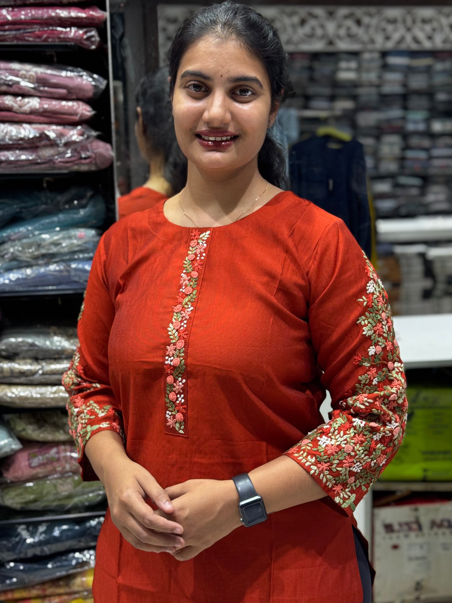 K24 HANDWORK ROUND NECK KURTI