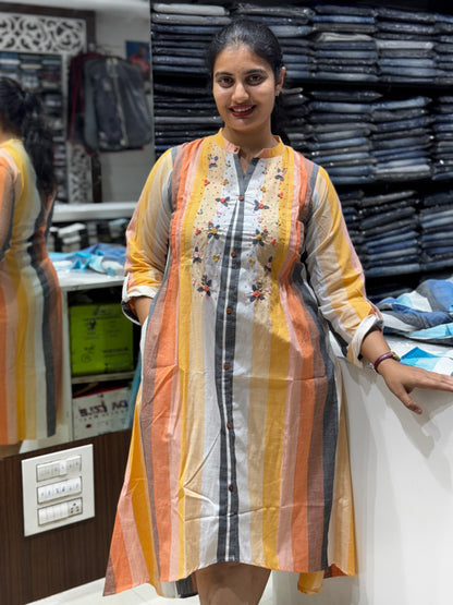 F72 STRIPES HANDLOOM GOWN/KURTI