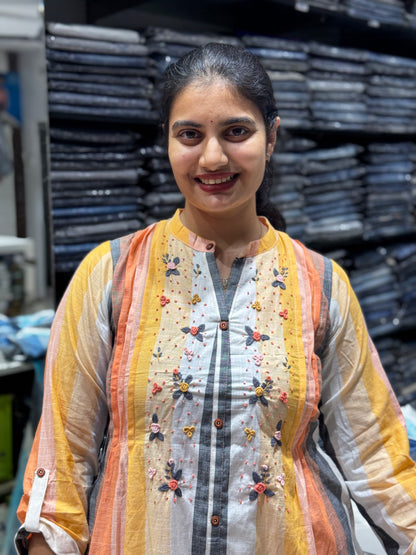F72 STRIPES HANDLOOM GOWN/KURTI