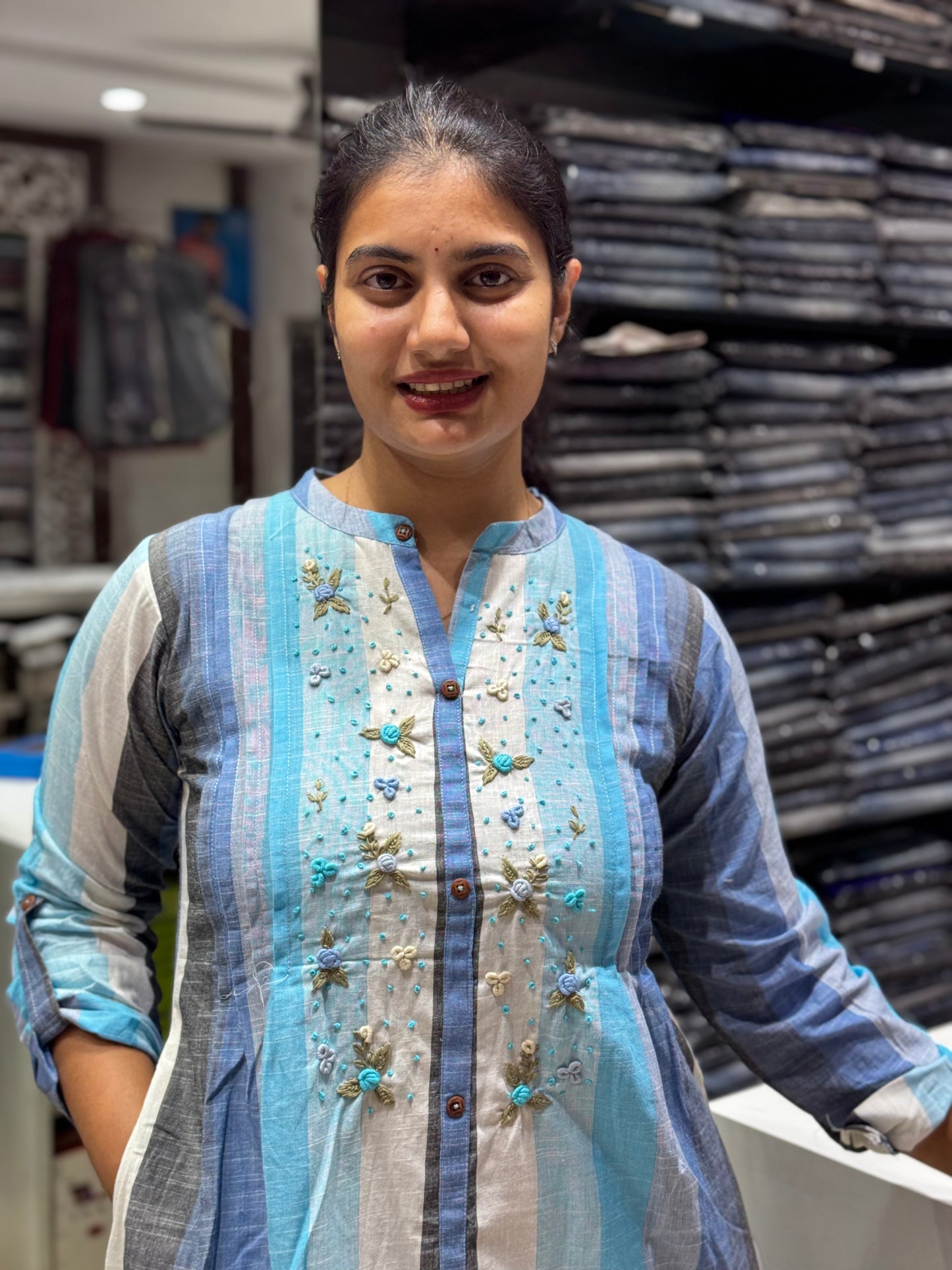 F72 STRIPES HANDLOOM GOWN/KURTI