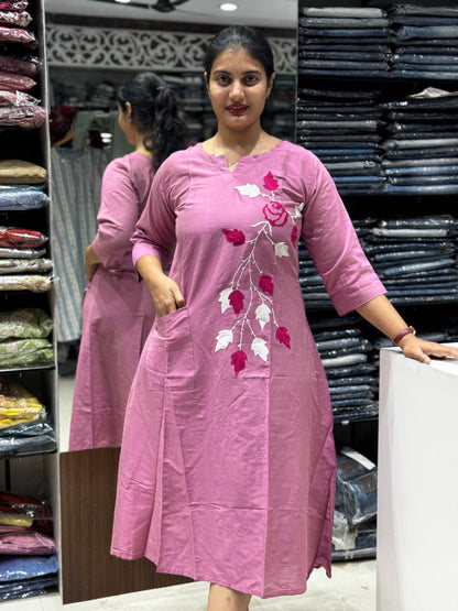 F74  SLUB SILK KURTI/GOWN