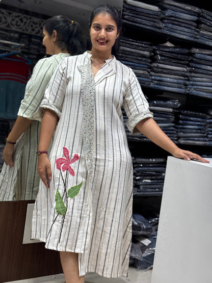 F83 KORA HANDLOOM COTTON  STRIPES GOWN
