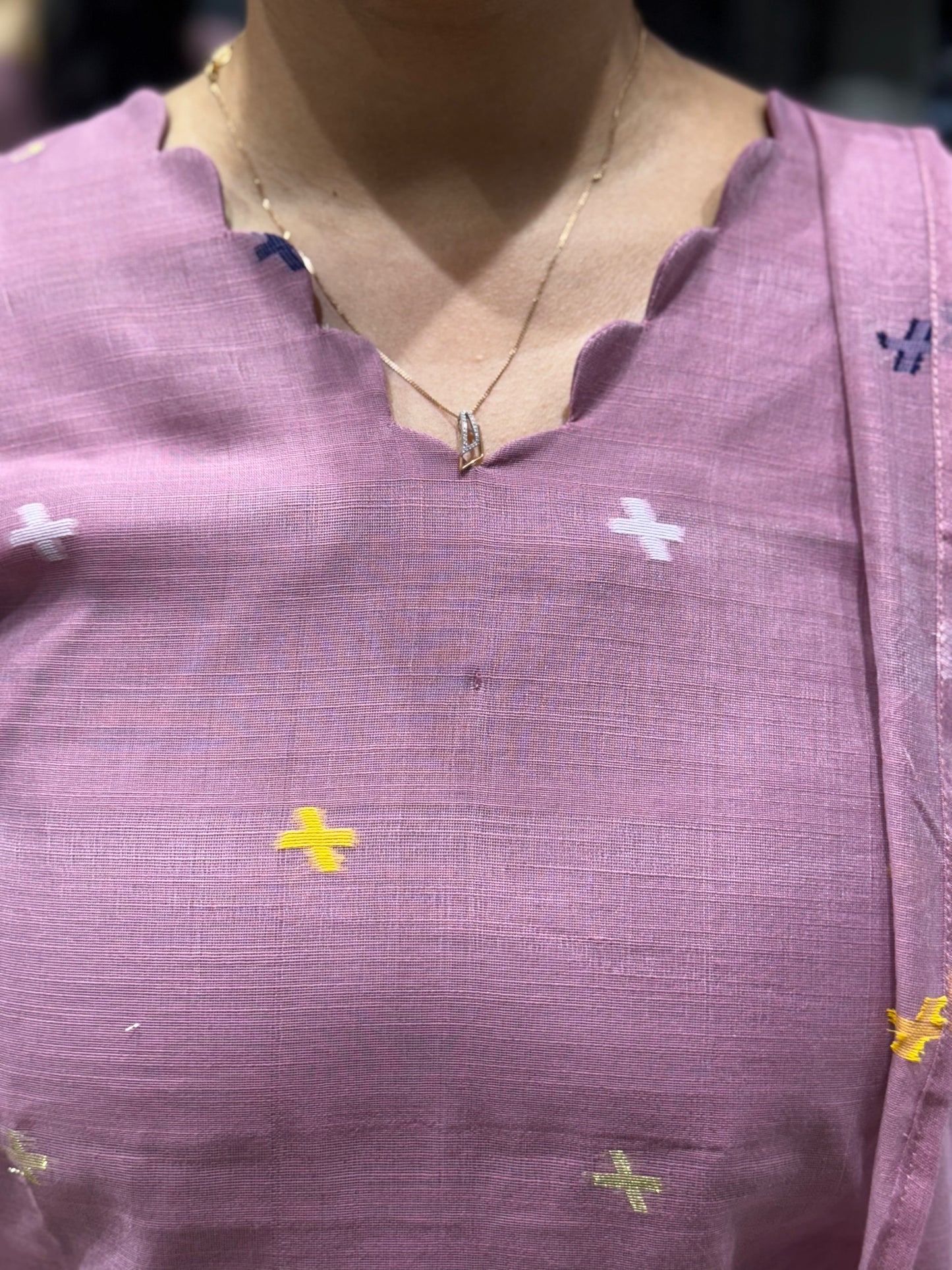 K138 LINEN COTTON JAMDANI THREE PEICE