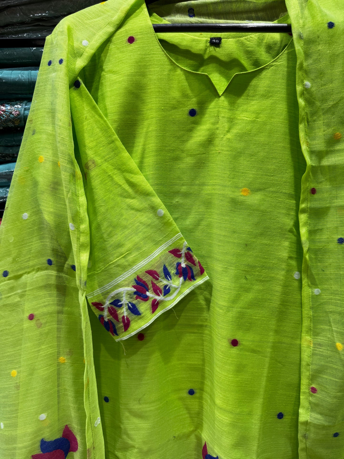 K138 LINEN COTTON JAMDANI THREE PEICE