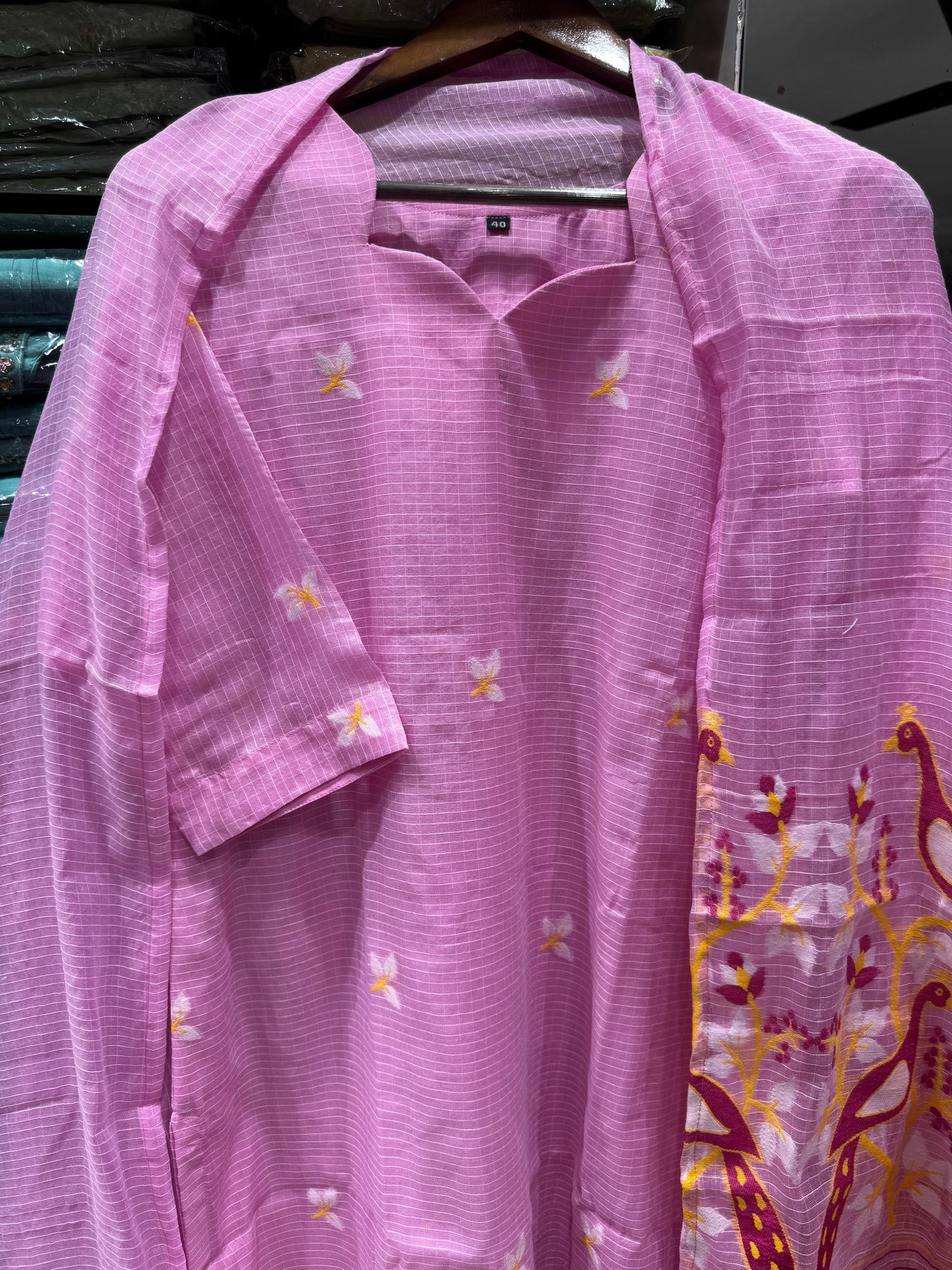 K138 LINEN COTTON JAMDANI THREE PEICE