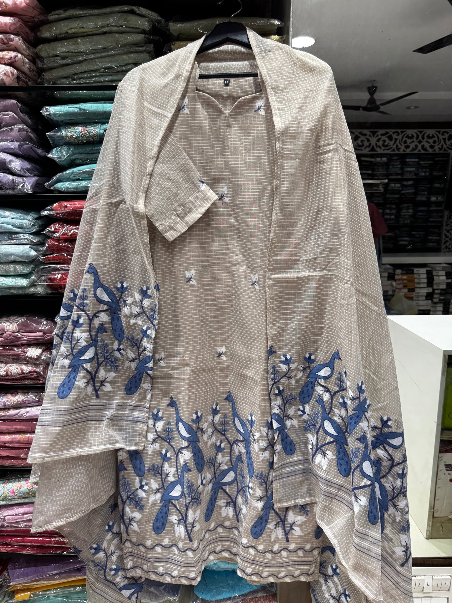 K138 LINEN COTTON JAMDANI THREE PEICE