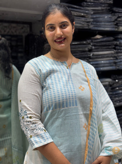 k150 Checks khadhi cotton 3pc set