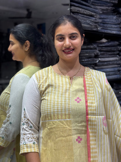k150 Checks khadhi cotton 3pc set