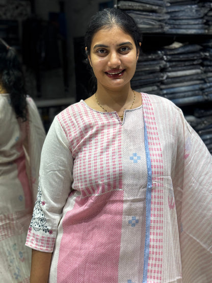 k150 Checks khadhi cotton 3pc set
