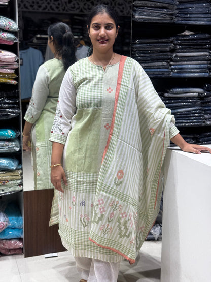 k150 Checks khadhi cotton 3pc set