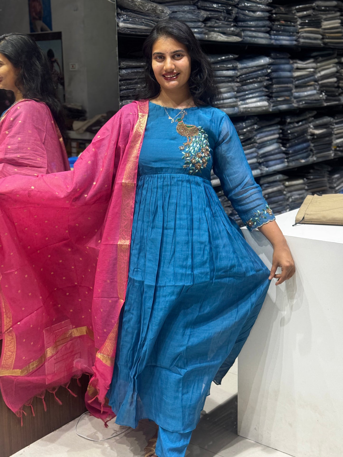 K152 BLUE BENRAS MULCHANDERI SUIT SET