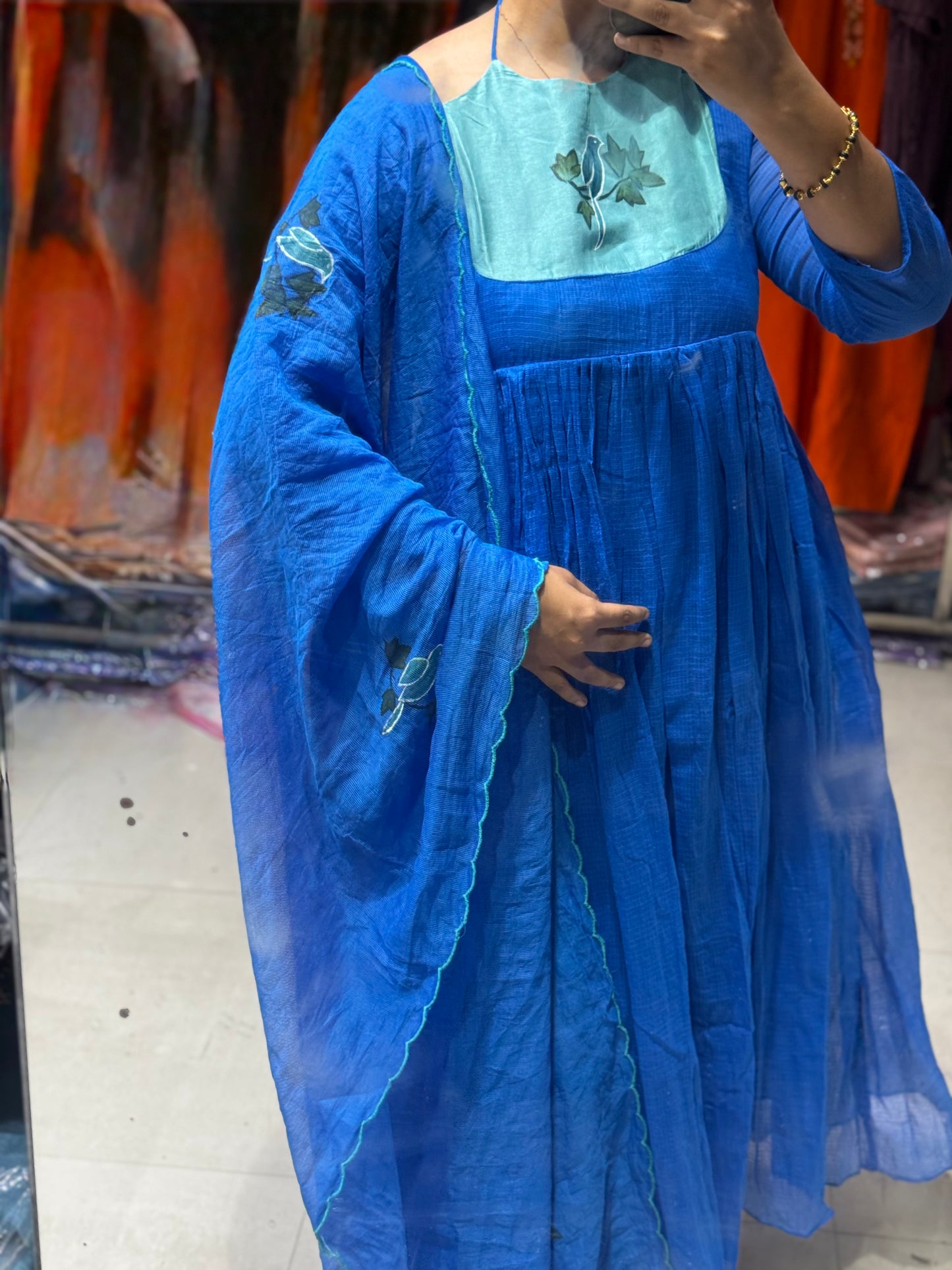K153 BLUE MULKOTA THREE PEICE SUIT SET