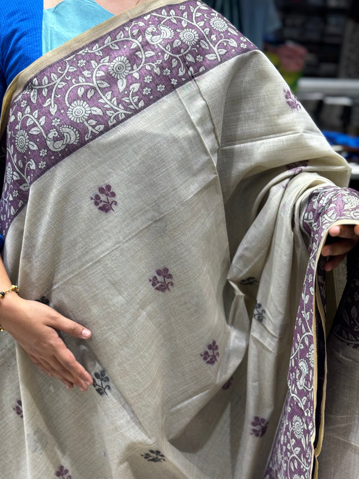 S1 CHANDERI COTTON WITH KALAMKARI BORDER
