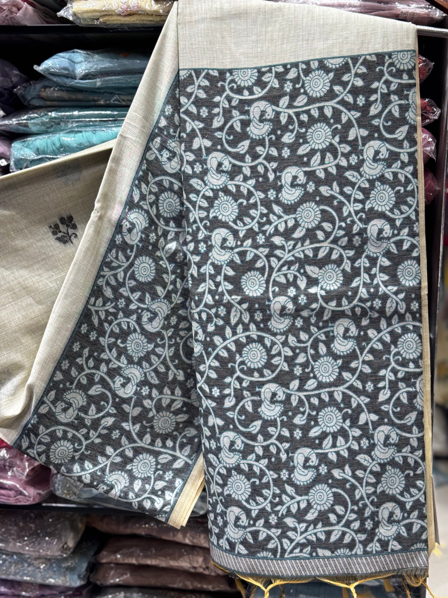 S1 CHANDERI COTTON WITH KALAMKARI BORDER