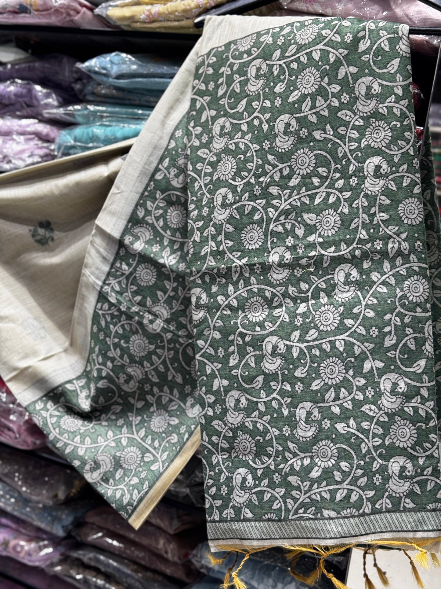 S1 CHANDERI COTTON WITH KALAMKARI BORDER