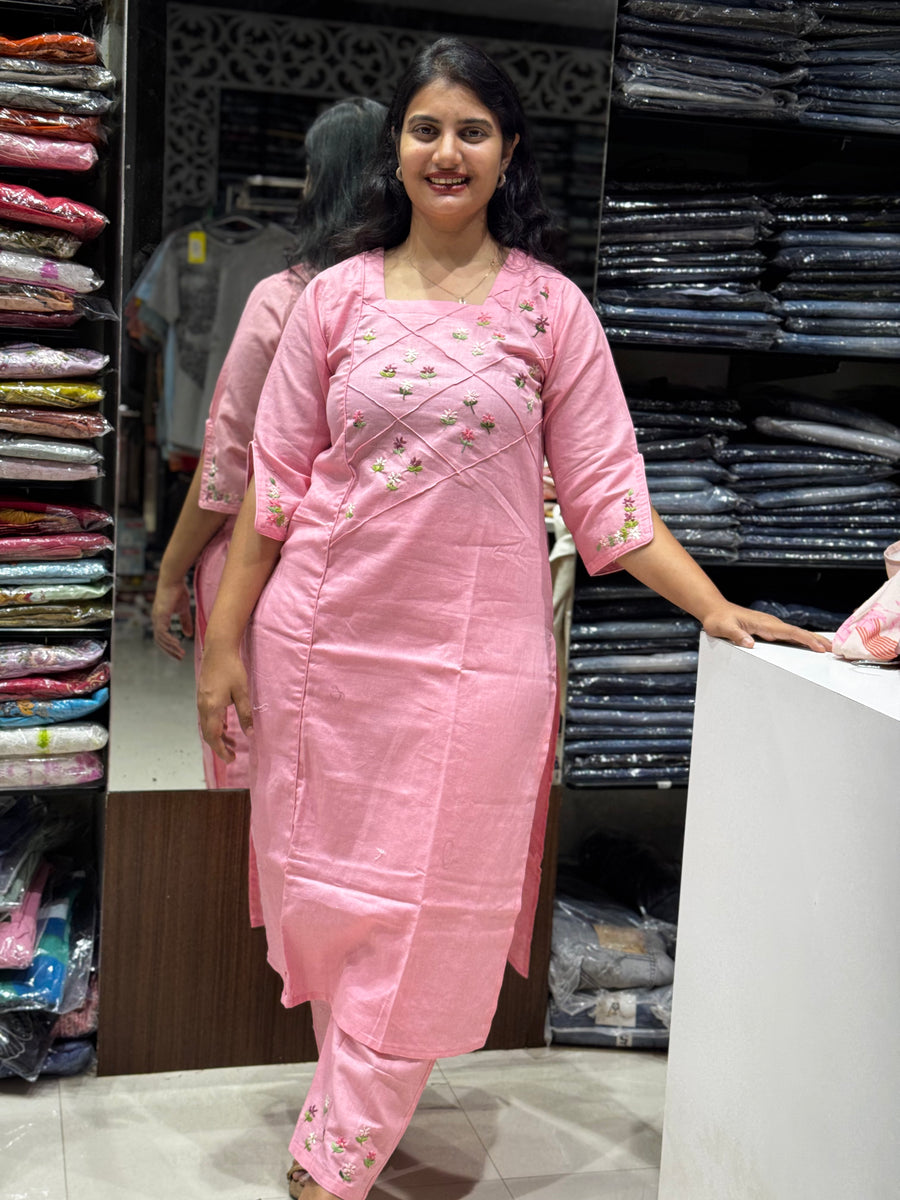 C63 Baby pink handloom  COTTON CORD SET