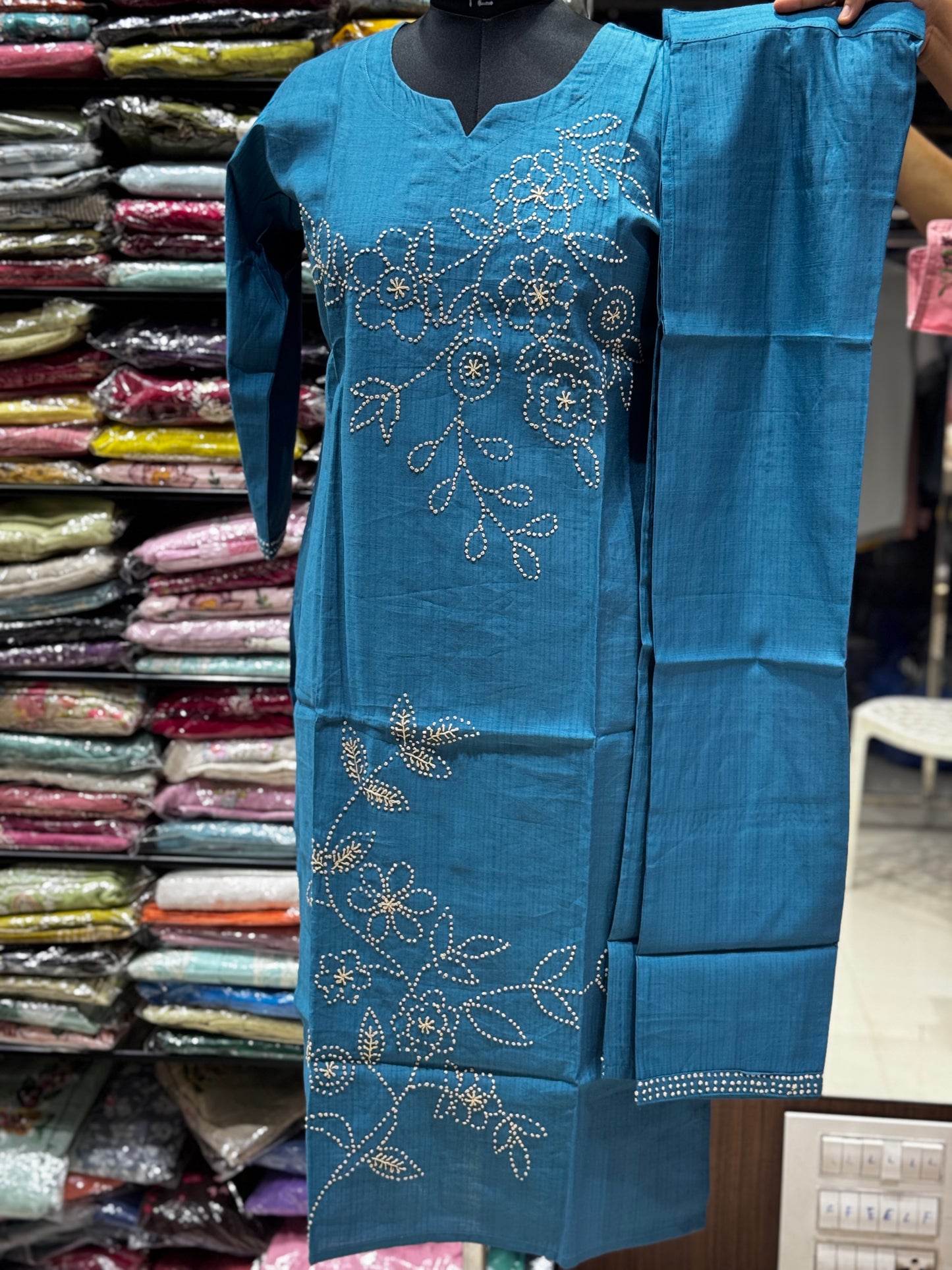 C86 HANDLOOM CORD SET WITH KANTHA WORK