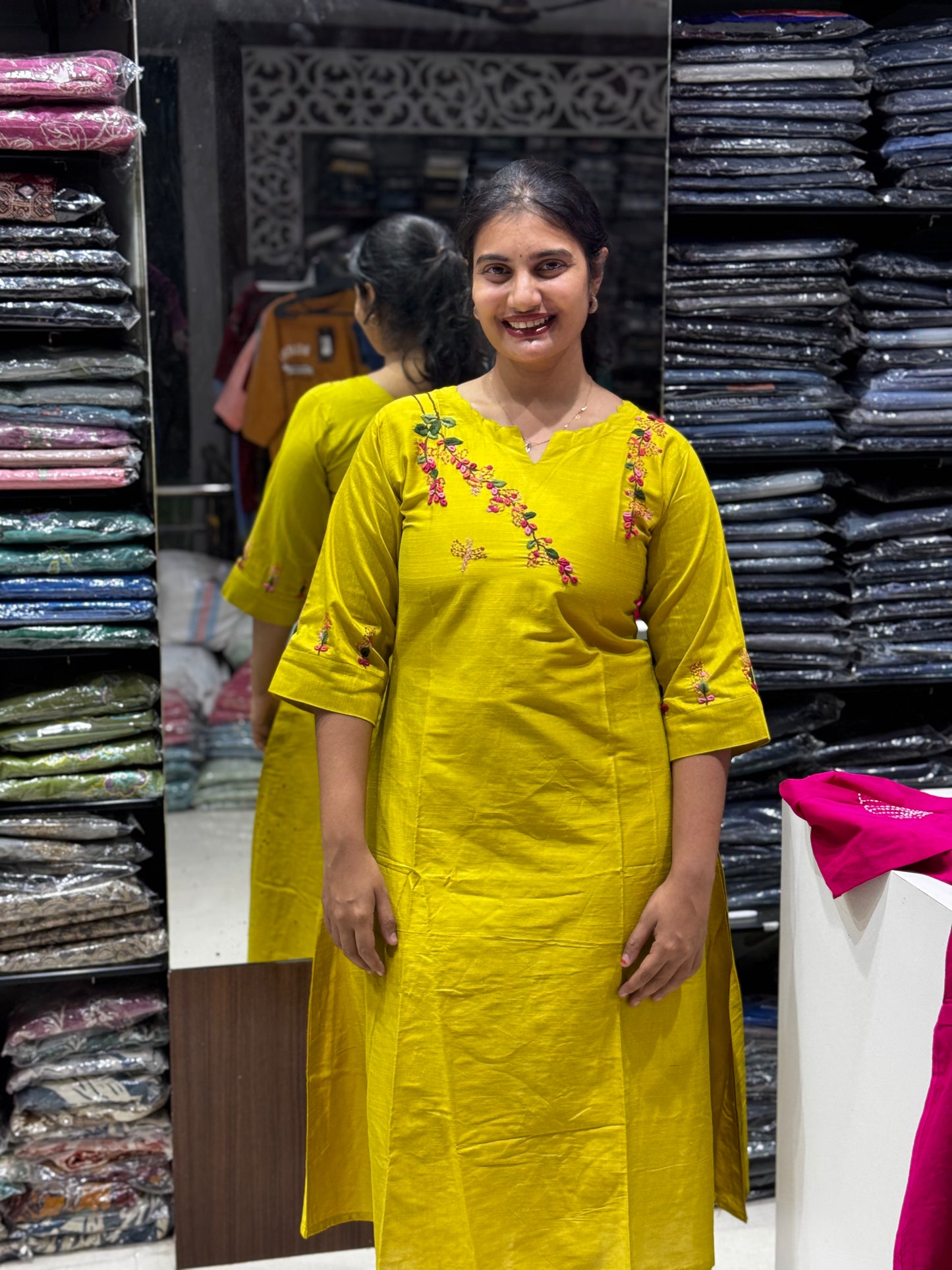 F57 MUSTARD RAW SILK KURTI