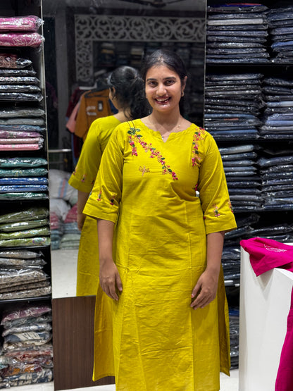 F57 MUSTARD RAW SILK KURTI