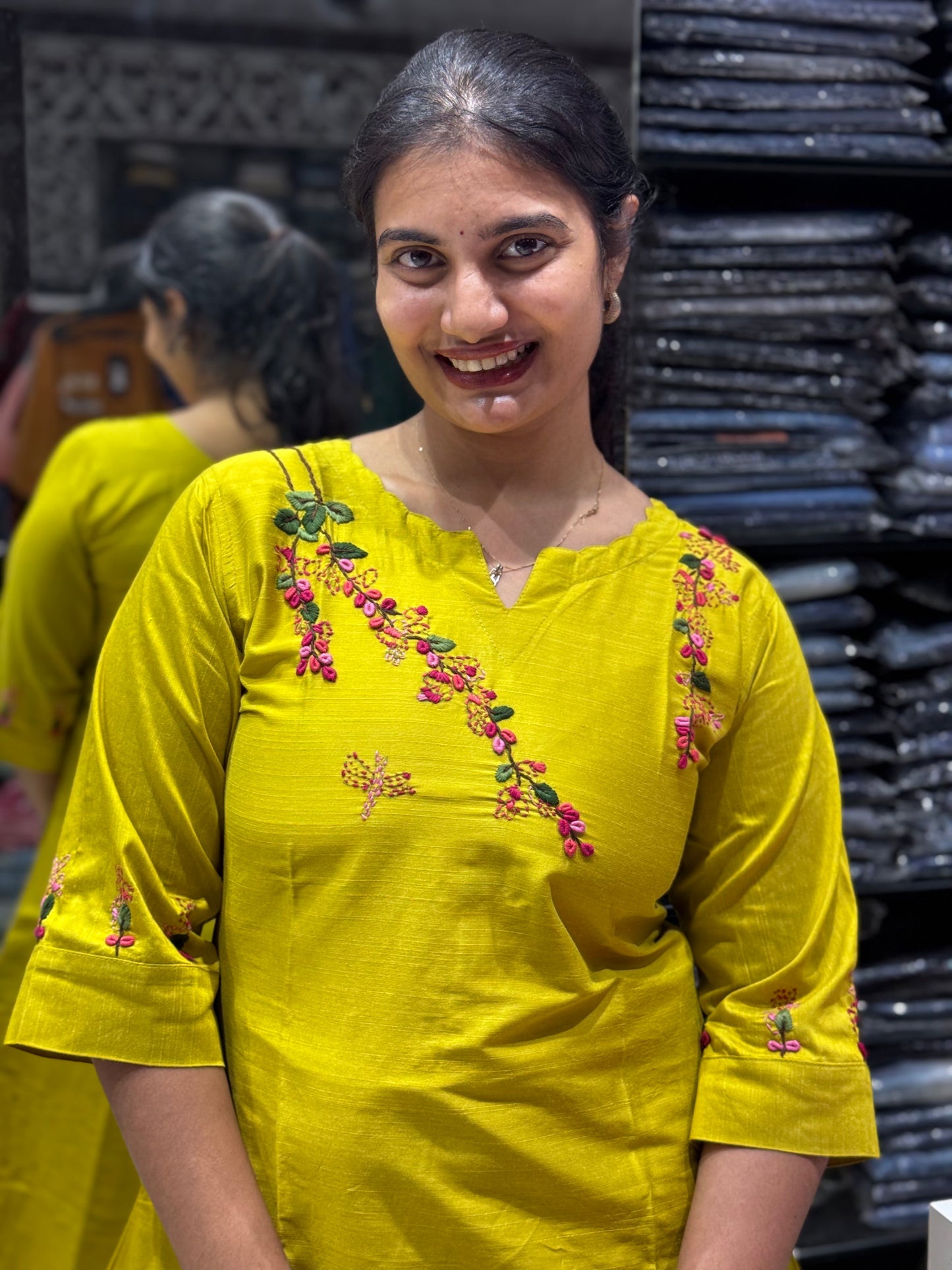 F57 MUSTARD RAW SILK KURTI