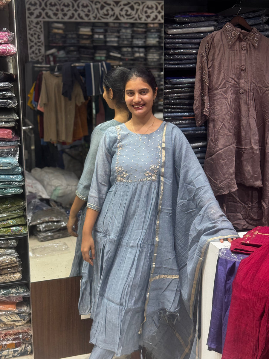 GREY Mulchanderi suit set
