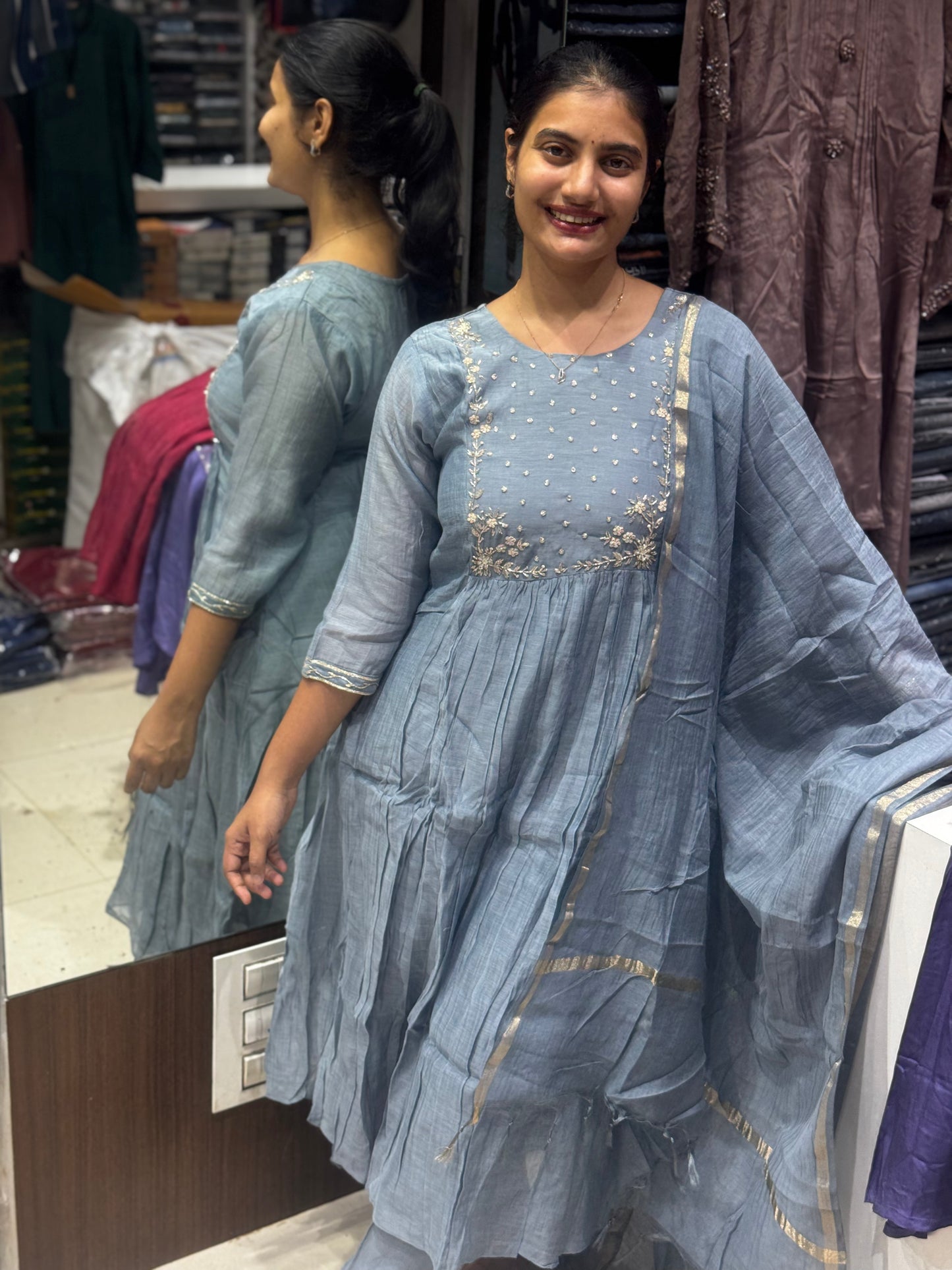 GREY Mulchanderi suit set