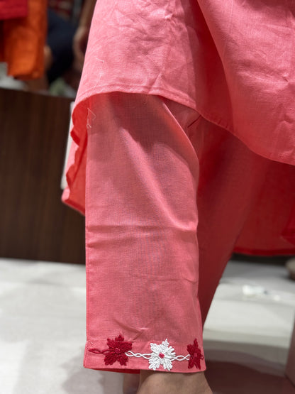 C43 Peach pink handloom cord set