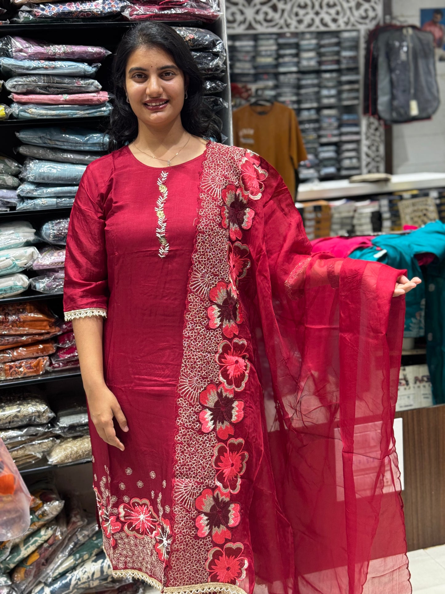 K108 Marron vatican silk  three piece set