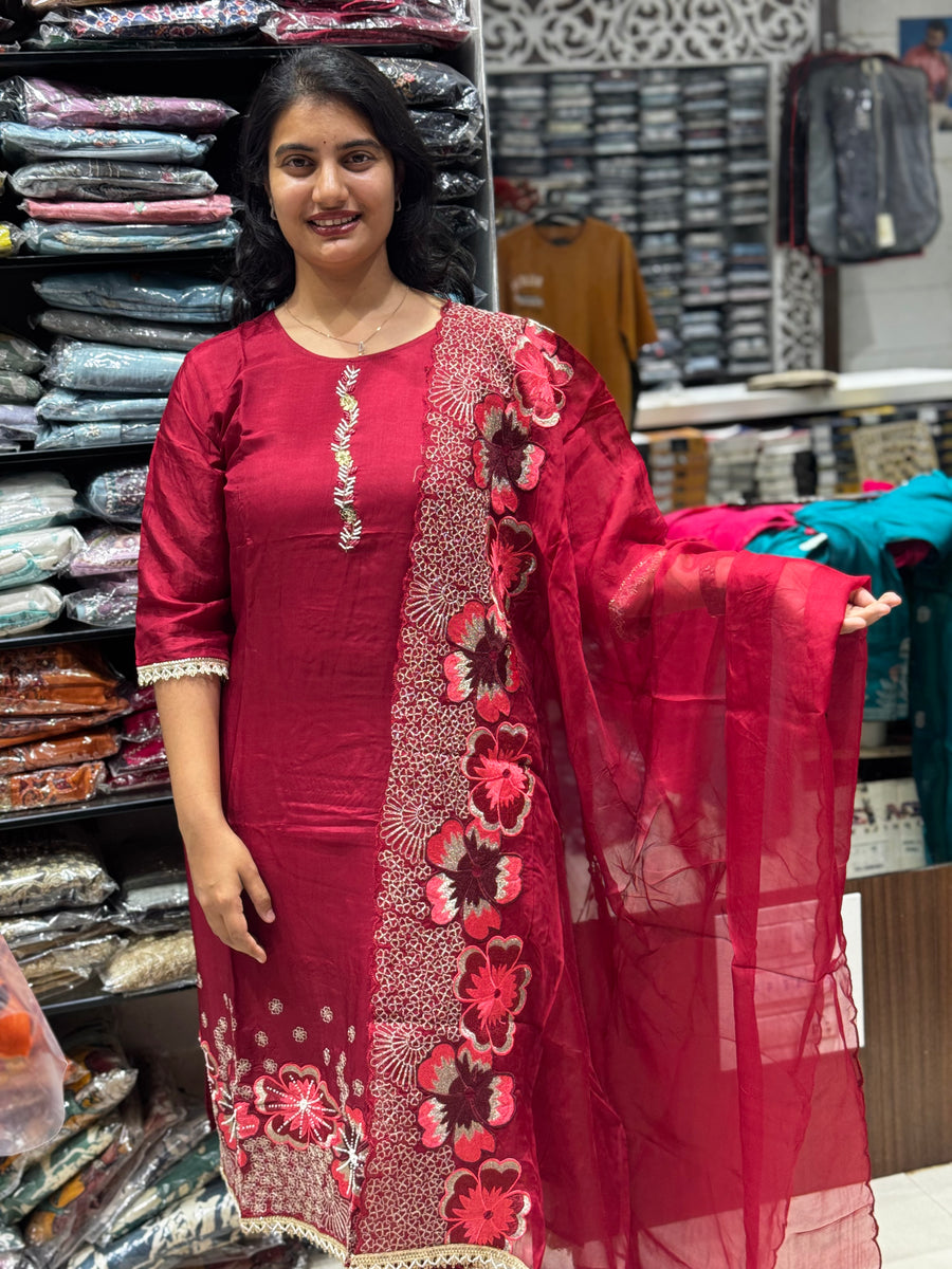 K108 Marron vatican silk  three piece set