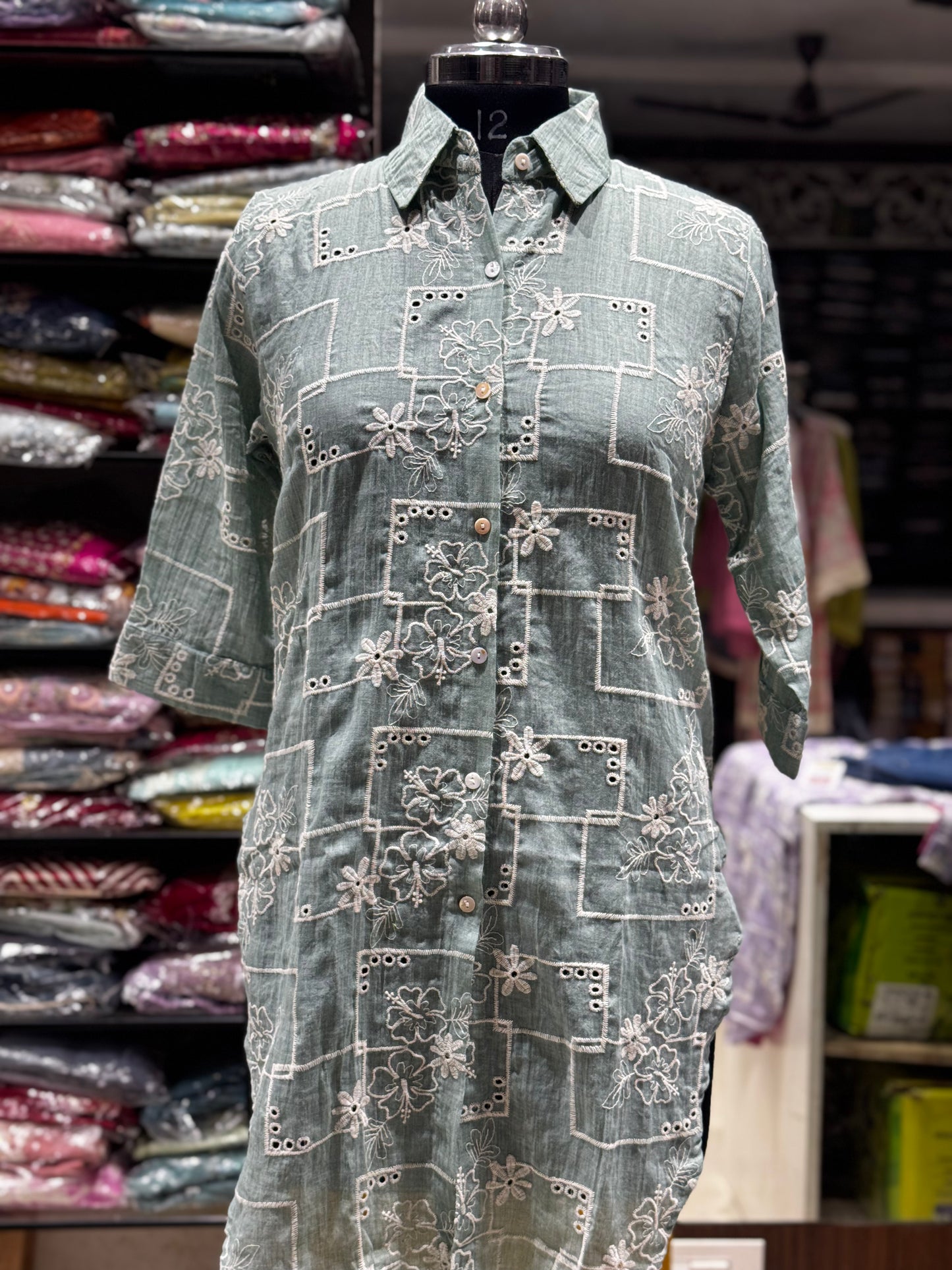 SH8 COTTON CHIKINARI SHIRT STYLE TUNIC