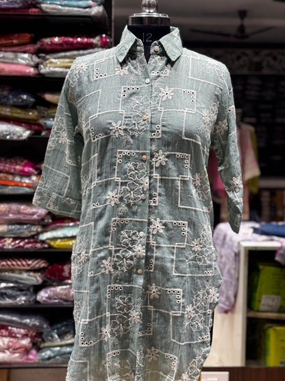 SH8 COTTON CHIKINARI SHIRT STYLE TUNIC