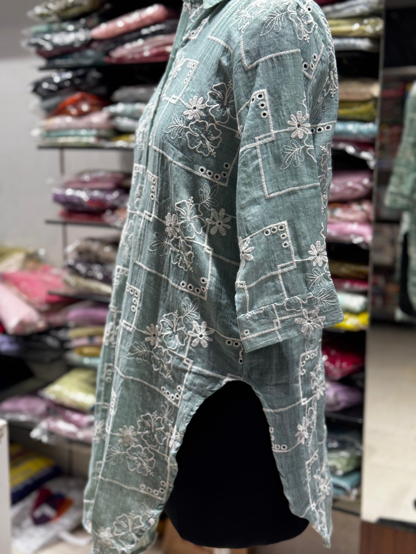 SH8 COTTON CHIKINARI SHIRT STYLE TUNIC