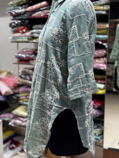 SH8 COTTON CHIKINARI SHIRT STYLE TUNIC