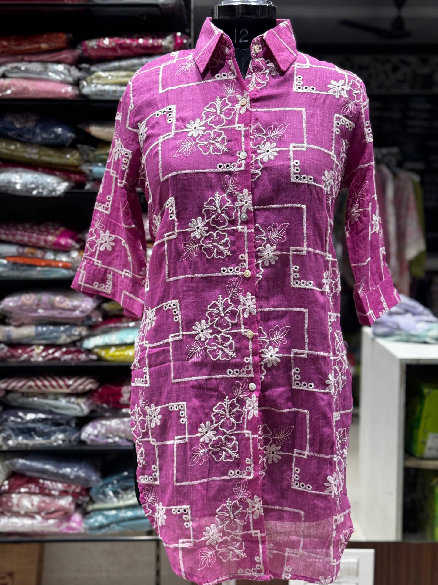 SH8 COTTON CHIKINARI SHIRT STYLE TUNIC