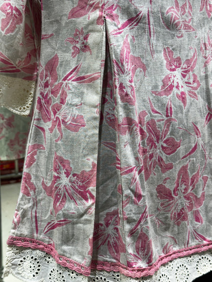 SH11 Linen cotton tunic with crocia lace