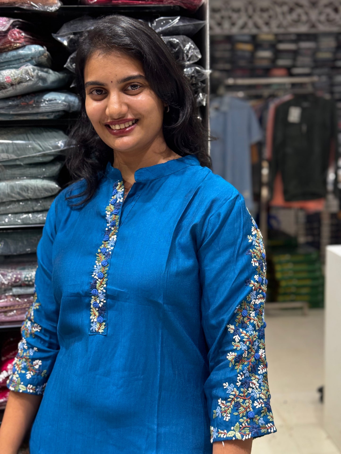 T20 VATICAN SILK HANDWORK KURTI TOP