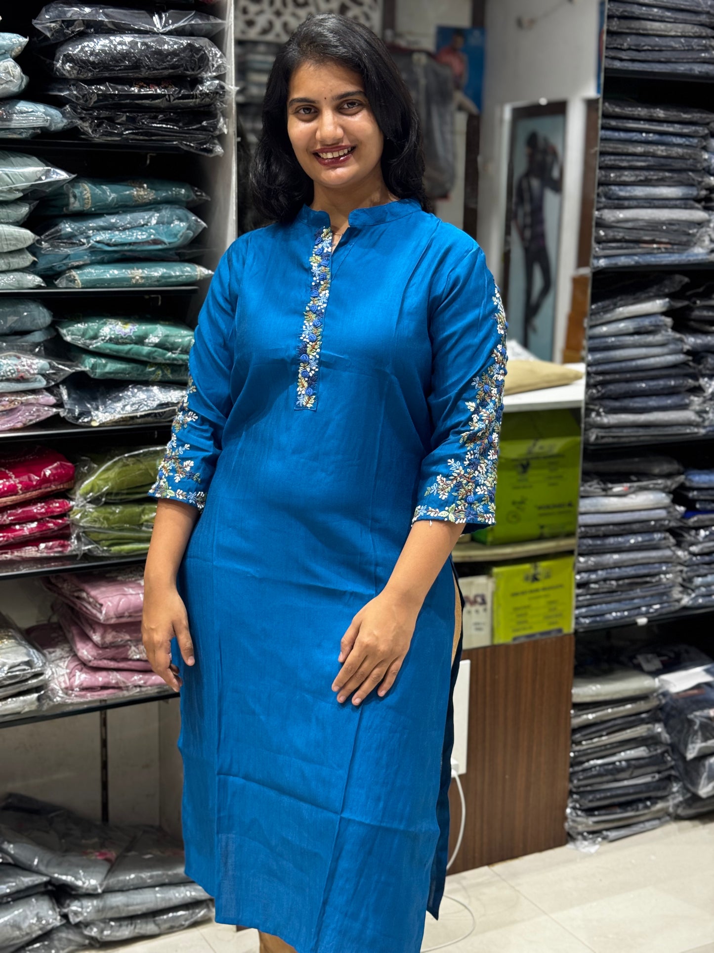 T20 VATICAN SILK HANDWORK KURTI TOP