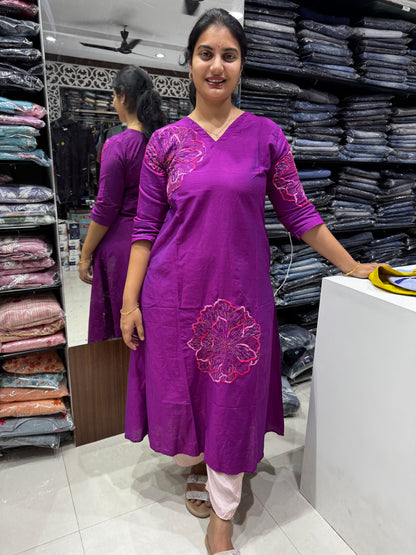 F56 RAW SLUB SILK PURPLE KURTI,GOWN