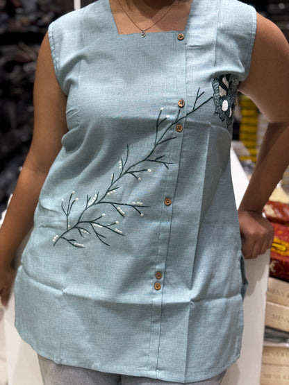 SH2 BLUE LINEN TUNIC