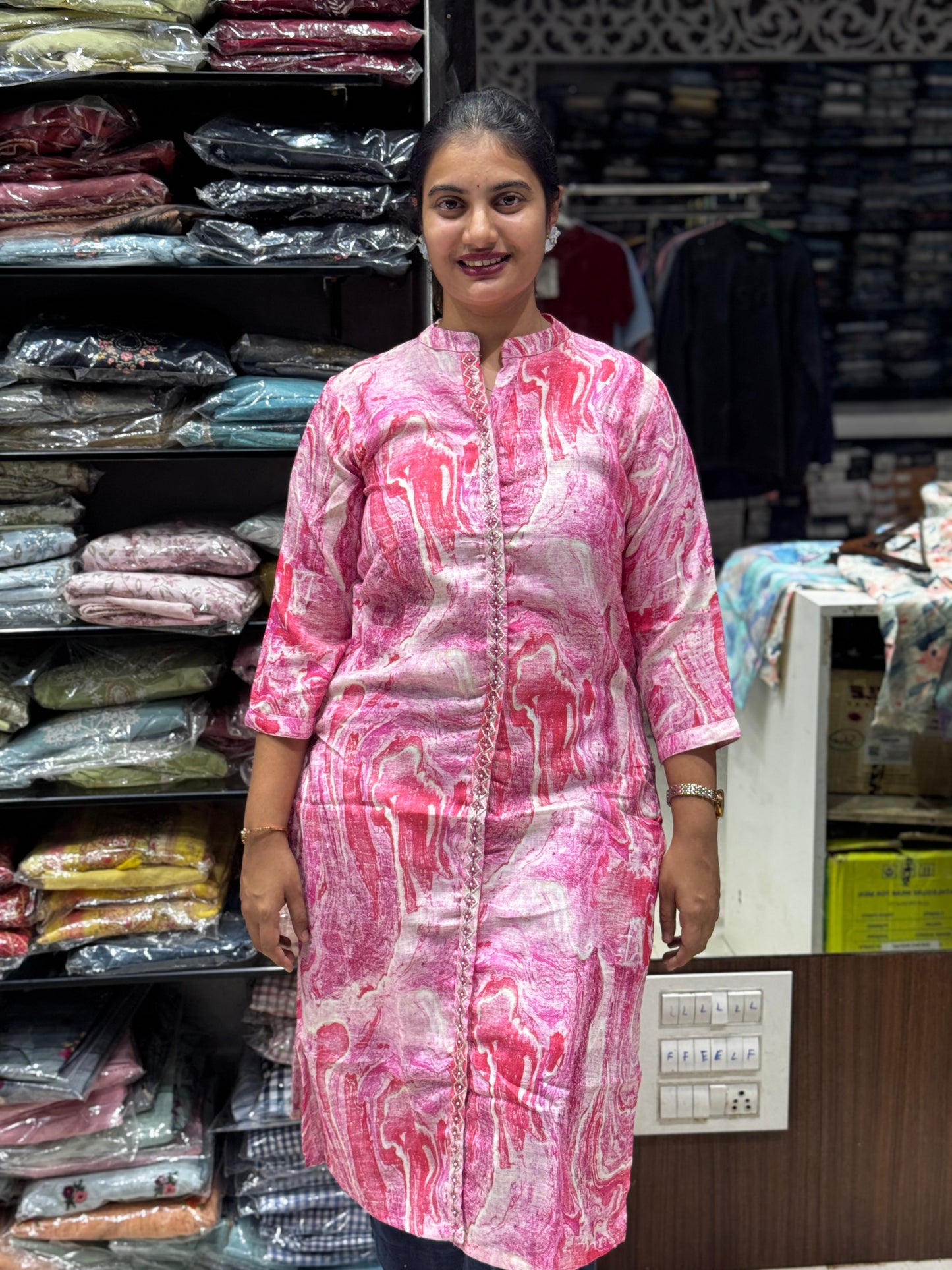 T22 LINEN KURTI PINK