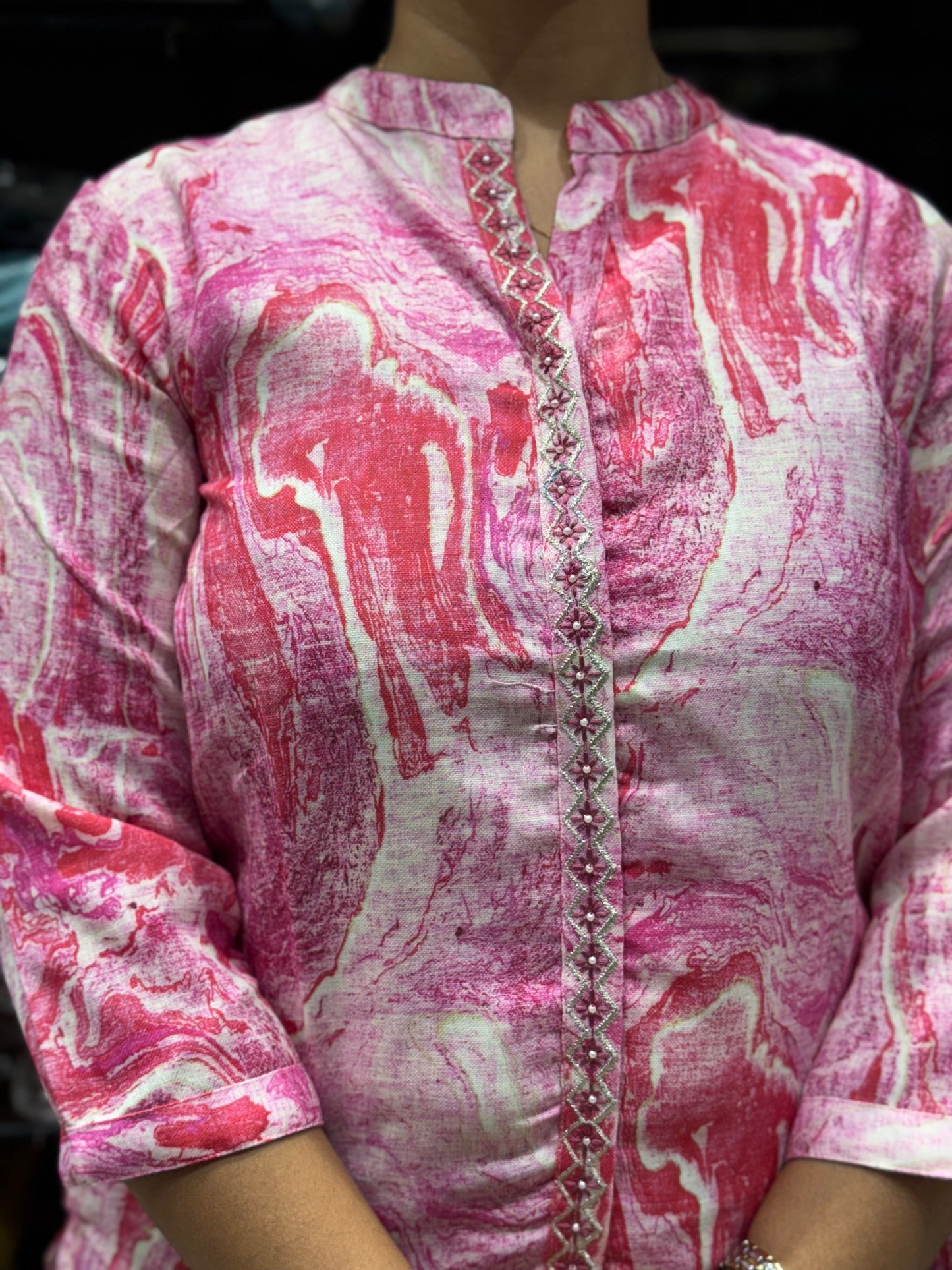 T22 LINEN KURTI PINK